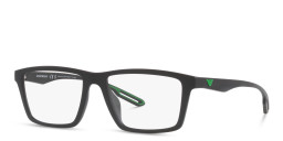 Shop Emporio Armani Wide Rectangle Eyeglasses in Matte Black online.