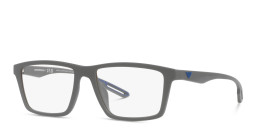 Shop Emporio Armani Wide Rectangle Eyeglasses in Matte Grey online.