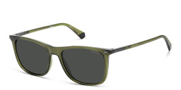 Shop Polaroid Rectangle Sunglasses in Green online.