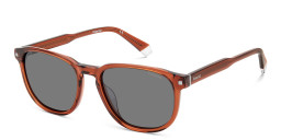 Shop Polaroid Rectangle Sunglasses in Brown online.