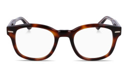 Shop Calvin Klein Logo Lettering Unisex Square Eyeglasses in Havana online.