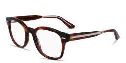 Shop Calvin Klein Logo Lettering Unisex Square Eyeglasses in Havana online.