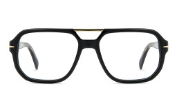 Shop DAVID BECKHAM Rectangle Eyeglasses in Black Gold online.