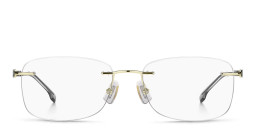 Hugo Boss Rimless Wide Rectangle Eyeglasses in Gold – Product Photo 1