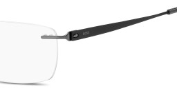 Shop Hugo Boss Logo Signature Rimless Rectangle Eyeglasses in Dark Ruthenium online.