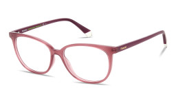 Shop Polaroid Logo Lettering Wide Rectangle Eyeglasses in Transparent Violet online.