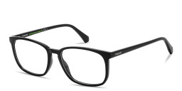 Shop Polaroid Logo Lettering Wide Rectangle Eyeglasses in Black online.