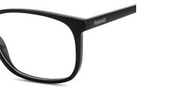 Shop Polaroid Logo Lettering Wide Rectangle Eyeglasses in Black online.
