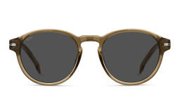 Shop Hugo Boss Logo Round Sunglasses in Brown online.