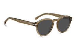 Shop Hugo Boss Logo Round Sunglasses in Brown online.