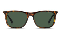 Shop Polaroid Engraved Logo Rectangle Sunglasses in Havana online.
