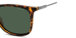 Shop Polaroid Engraved Logo Rectangle Sunglasses in Havana online.