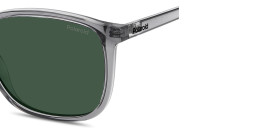 Shop Polaroid Stamped Logo Square Sunglasses in Transparent Grey online.