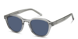 Shop Tommy Hilfiger Logo Lettering Panthos Sunglasses in Transparent Grey online.