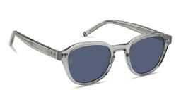 Shop Tommy Hilfiger Logo Lettering Panthos Sunglasses in Transparent Grey online.