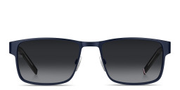 Shop Tommy Hilfiger Flag Logo Rectangle Sunglasses in Blue online.