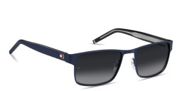 Shop Tommy Hilfiger Flag Logo Rectangle Sunglasses in Blue online.