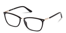 Shop Guess Engraved Logo Rectangle Eyeglasses in Black online.