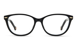Shop Carolina Herrera Wide Round Eyeglasses in Black online.