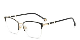 Shop Carolina Herrera Half-Rim Rectangle Eyeglasses in Black online.