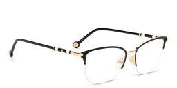 Shop Carolina Herrera Half-Rim Rectangle Eyeglasses in Black online.