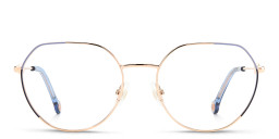 Shop Carolina Herrera Wide Irregular Eyeglasses in Gold online.