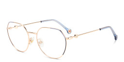 Shop Carolina Herrera Wide Irregular Eyeglasses in Gold online.