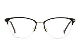 Shop Carolina Herrera Half-Rim Round Eyeglasses in Gold online.