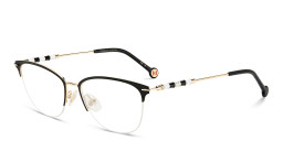 Shop Carolina Herrera Half-Rim Round Eyeglasses in Gold online.