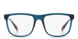 Armani Exchange A|X Logo Wide Square Eyeglasses in Blue – Product Photo 1