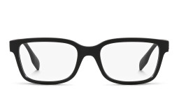 BURBERRY Logo Wide Square Eyeglasses in Matte Black – Product Photo 1