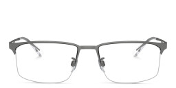 Shop Emporio Armani Wide Half-Rim Pillow Eyeglasses in Matte Gunmetal online.