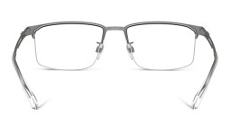 Shop Emporio Armani Wide Half-Rim Pillow Eyeglasses in Matte Gunmetal online.