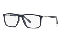 Emporio Armani Wide Rectangle Eyeglasses in Matte Blue – Product Photo 2