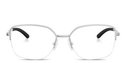 Shop Oakley Moonglow Half-Rim Wide Irregular Eyeglasses in Grey online.