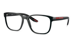 Prada Linea Rossa Logo Signature Wide Pillow Eyeglasses in Matte Black – Product Photo 2