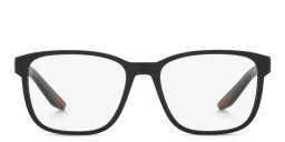 Prada Linea Rossa Wide Pillow Eyeglasses in Black Rubber – Product Photo 1