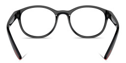 Shop Prada Linea Rossa Logo Signature Panthos Eyeglasses in Shiny Black online.
