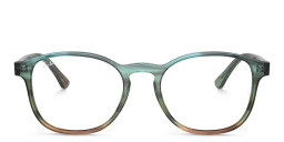 Shop Ray-Ban Unisex Panthos Eyeglasses in Striped Blue & Green online.