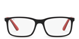 Shop Ray-Ban Junior Kids Rectangle Eyeglasses in Black On Red online.