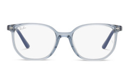 Shop Ray-Ban Junior Elliot Kids Irregular Eyeglasses in Transparent Blue online.