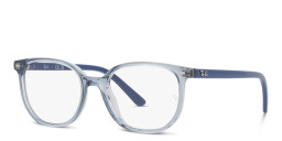 Shop Ray-Ban Junior Elliot Kids Irregular Eyeglasses in Transparent Blue online.
