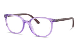Shop Ray-Ban Junior Elliot Optics Kids Irregular Eyeglasses in Transparent Violet online.