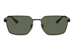 Shop Emporio Armani Logo Irregular Sunglasses in Matte Black online.
