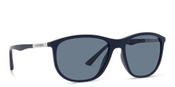 Emporio Armani Logo Pillow Sunglasses in Matte Blue/Dark Blue – Product Photo 2