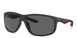Shop Emporio Armani Logo Wide Pillow Sunglasses in Matte Black online.