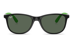 Ray-Ban Junior Lilo & Stitch Kids Square Sunglasses in Black & Rubber Green/Dark Green – Product Photo 2