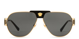 Shop VERSACE Medusa-Embellished Pilot Sunglasses in Gold online.