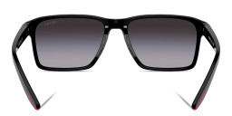 Shop Prada Linea Rossa Logo Rectangle Sunglasses in Black online.