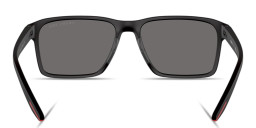 Shop Prada Linea Rossa Logo Signature Rectangle Sunglasses in Black online.